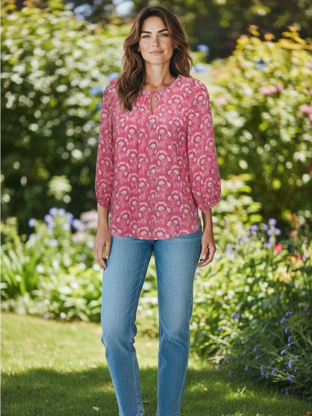 LC Lauren Conrad Pink Floral Blouse
